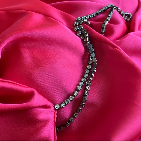 NWT Nasty Gal Diamante Strap Hot Pink Mini Dress - Picture 2 of 15